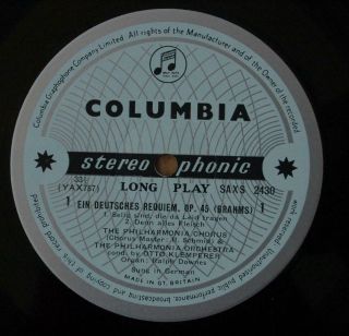 Columbia B/S - SAX 2430/1 - Klemperer - Brahms - A German Requiem 3