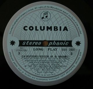 Columbia B/S - SAX 2430/1 - Klemperer - Brahms - A German Requiem 9