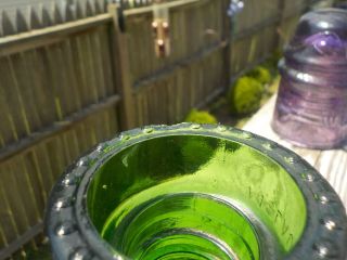 GLOWING PURPLE WGM AND EMERALD GREEN MCLAUGHLIN GLASS INSULATORS 6