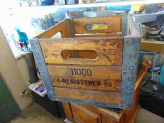 Vintage 1959 Hood Wood And Metal Milk Crate Registered