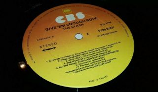 The Clash ‎– Give ' Em Enough Rope 1978 CBS Vinyl 5