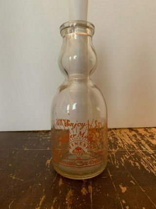 Vintage Better Farms Dairy Products One Quart Cream Top Milk Bottle Wisconsin