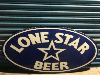 Large Lone Star Beer Porcelain Enamel Sign