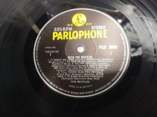 “With The Beatles” 1963 U.  K.  stereo LP first press w/ label mistakes near 6