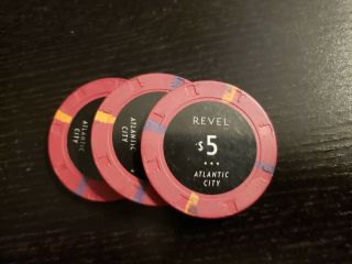 (3x) $5 Revel Hotel Casino Resort Chip Atlantic City,  Jersey $15 Total