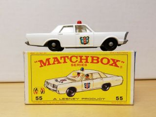 Old Store Stock Matchbox Lesney Ford Galaxie Police Car No.  55 Vnmiob