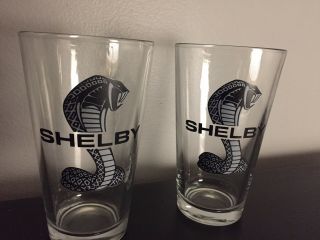 Shelby Ford Mustang Snake Cobra 12 Ounce Beverage Beer Glass (2)