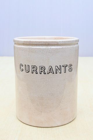 Vintage C1900s 3lb Size Currants Or Dried Fruit Maling Made Storage Jar Or Pot