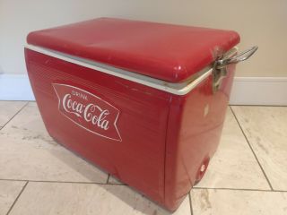 Vintage 1955 Coca Cola Cooler Mfg St Thomas Metal Sign Ice Chest 2