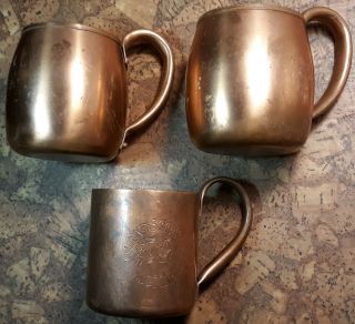 Cock ' n Bull Copper Moscow Mule Mug 1940 ' s and 2 West Bend Alum.  COPPER mugs 3