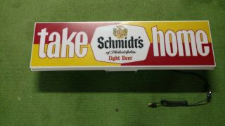 1970 S Schmitts Beer Light Up Sign,  All Plastic,  Has Switch