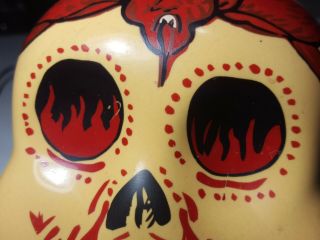 KAH Tequila 750 ml Yellow w Red Devil Flames Skull Bottle Day of the Dead Anfora 3
