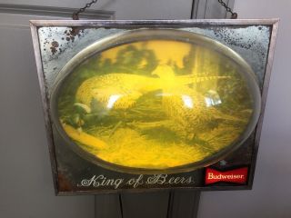 Budweiser Beer Sign Light Old Vintage Pheasant Bubble Lighted Wall