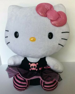 Hello Kitty Black Pink Goth Plush Sanrio Doll 12 " Ty Stuffed Animal Skull & Tutu