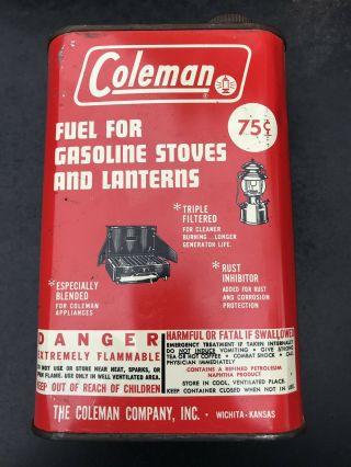 Rare Vintage Coleman Stove And Lantern Fuel 1 Quart Can