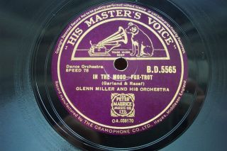 Classic Glenn Miller 78 Rpm In The Mood / Out Of Space Uk Hmv B.  D.  5565 P&p