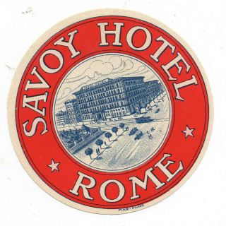 1930s Luggage Label From The Savoy Hotel Rome Italy