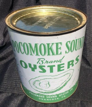 Pocomoke Sound Brand Gallon Seafood Oyster Tin Can Onancock Virginia 5