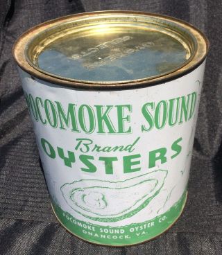 Pocomoke Sound Brand Gallon Seafood Oyster Tin Can Onancock Virginia 6