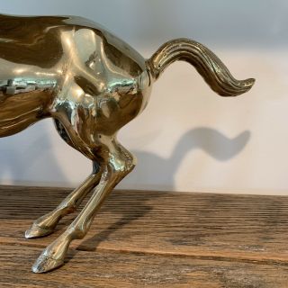 Vintage Large Mid - Century Heavy Brass Prancing Horse Statue/Figurine 17x12” 3