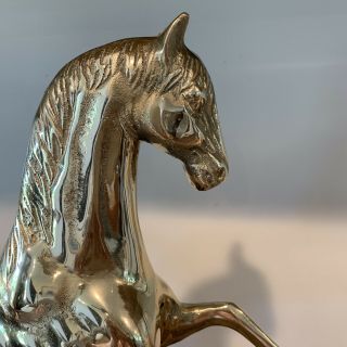 Vintage Large Mid - Century Heavy Brass Prancing Horse Statue/Figurine 17x12” 5