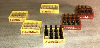 Vintage•coca Cola•miniature Plastic Crates•35 Bottles•yellow & Red Crates