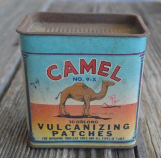 Vtg Camel Vulcanizing Patches Box No 9 - X W/ Four Patches Bright Graphics