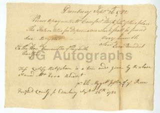 18th Century Ct Rev War Era Payment To Comfort Hoyt Signed By Ezra Benedict