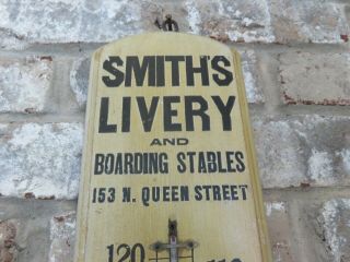 Antique Wood Advertising Thermometer.  Smith ' s Livery.  Lancaster PA Riding/Horses 3