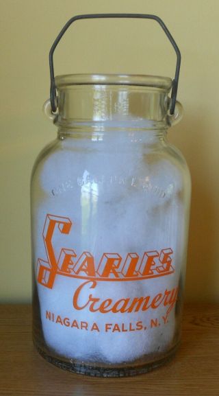 Searles Creamery Dairy Wide Mouth Gallon Milk Bottle Niagara Falls York Ny