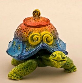 Ceramic Tortoise Trinket Holder By Danisha Sculpture " Galapagos " 7 " Tall