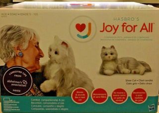 Hasbro Lifelike Joy For All Companion Comfort Pet Cat Silver Kitty Moves Sounds