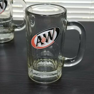 Vintage A&w Root Beer Mug Heavy Glass Bottom.  Set Of 2