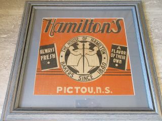 Old Vintage Framed Cardboard Sign Hamilton 