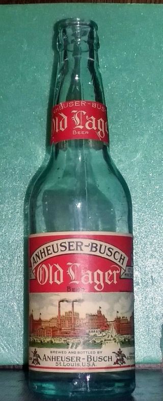 Old Lager Beer Bottle Pre - Prohibition Ww1 Anheuser Busch St.  Louis Mo.  Budweiser