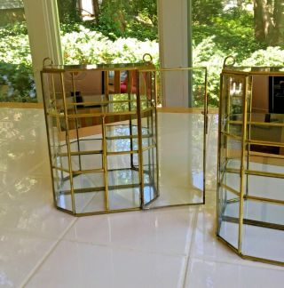 2 Glass Brass Display Cases 10 X 7 X 3 In Great Shape