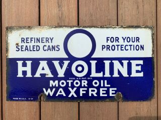 Texaco Indian Refining Havoline Motor Oil Porcelain Sign