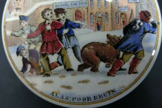 Very Old Pratt Ware Pot Lid - Alas Poor Bruin - Children & Bear In The Snow Rare