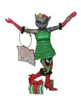 Margaret Le Van Christmas A Go Go Kitty Alley Cat Figurine Statue Hang Tag 8 "