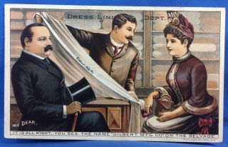 1880s Gilbert Dress Lining Fabric Sewing Victorian Advertisng Trade Card Antique