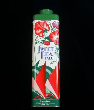 Vintage Lander Advertising Sweet Pea Talc Tin Can 5 Oz