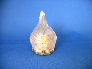 ANTIQUE GLASS TOY EASTER CHICKEN ON SMALL OVAL BASKET CANDY CONTAINER 1900 2