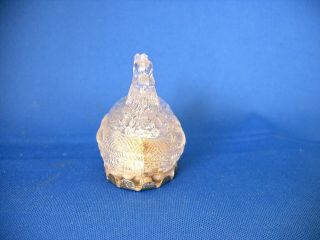 ANTIQUE GLASS TOY EASTER CHICKEN ON SMALL OVAL BASKET CANDY CONTAINER 1900 4