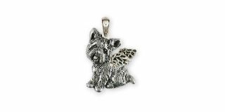 Yorkie Angel Jewelry Sterling Silver Handmade Yorkshire Terrier Pendant Yk342x - A