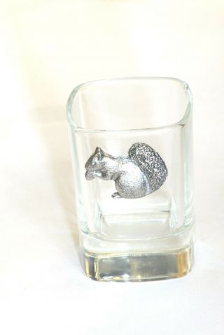 Pewter Squirrel On Crystal Shot Tot Glass Cup Ideal Gift 343