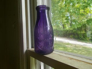 Gary,  Ind Property Of C.  W.  Prott Amethyst Purple Early Pint Milk Bottle 1912 Era