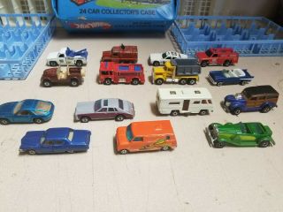 Vintage 1980 Mattel Hot Wheels 24 Car Collectors Case Blue w/ Cars & more 2