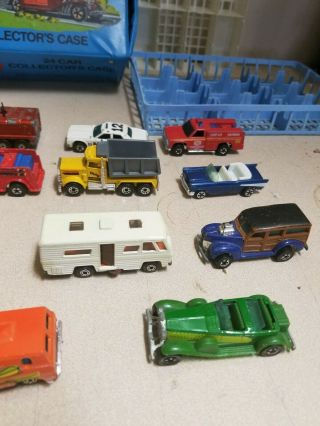 Vintage 1980 Mattel Hot Wheels 24 Car Collectors Case Blue w/ Cars & more 4