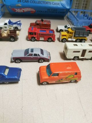 Vintage 1980 Mattel Hot Wheels 24 Car Collectors Case Blue w/ Cars & more 5