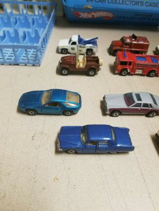 Vintage 1980 Mattel Hot Wheels 24 Car Collectors Case Blue w/ Cars & more 6